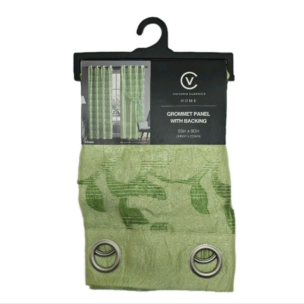 New Victoria Classics Alana 1 Grommet Curtain Panel Green 55" x 90" with Backing